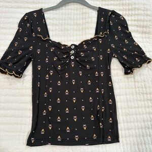 Black Floral Women's Top